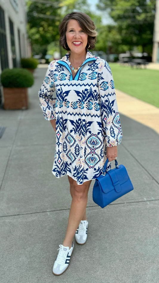 Western Geometric Print Mini Dress