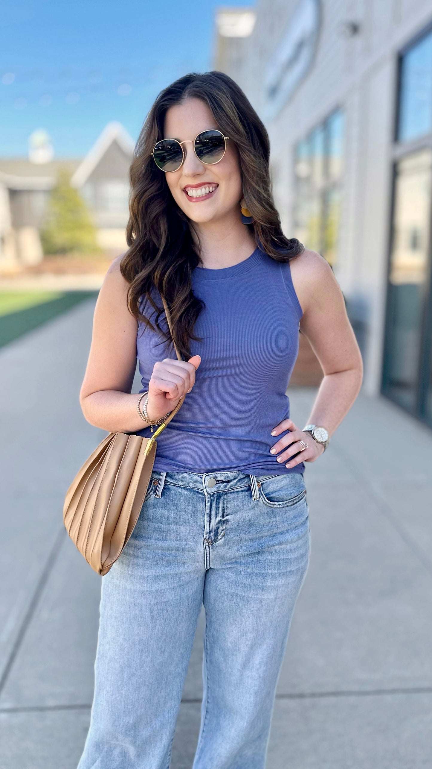 Another Love Cleo Micro-Ribbed Tank - Amethyst
