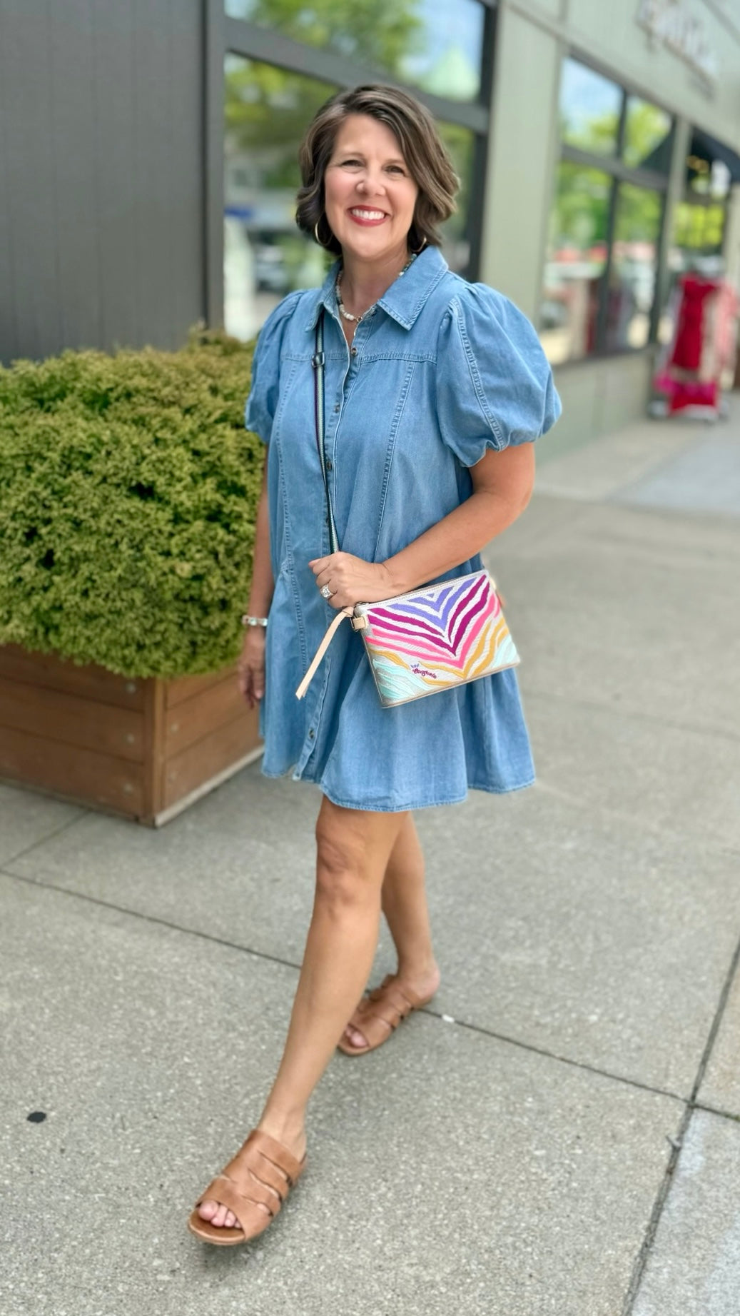 Pretty Puff Denim Dress - Light Blue