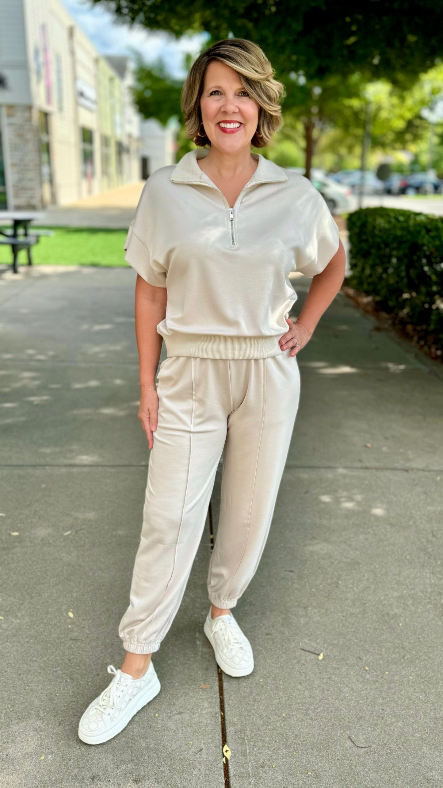 Ecru Zip Love Leisure Top