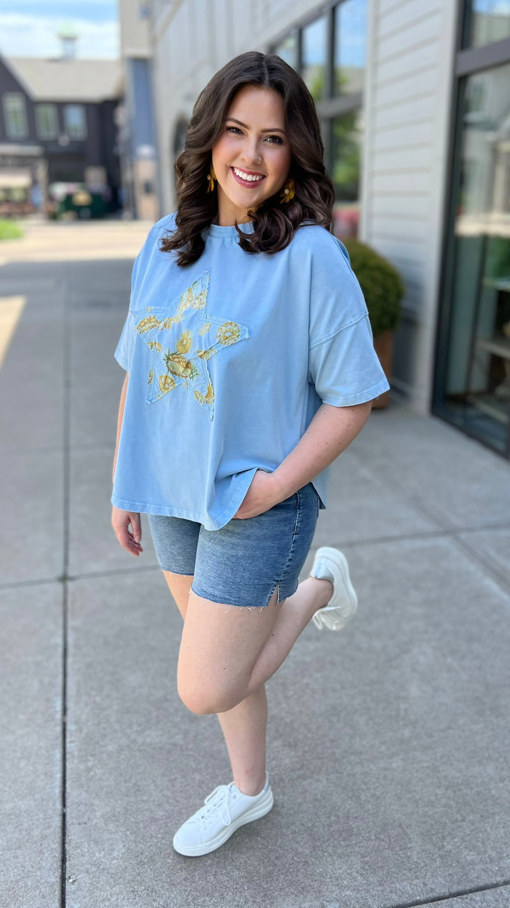 Peri Blue Star Patch Top