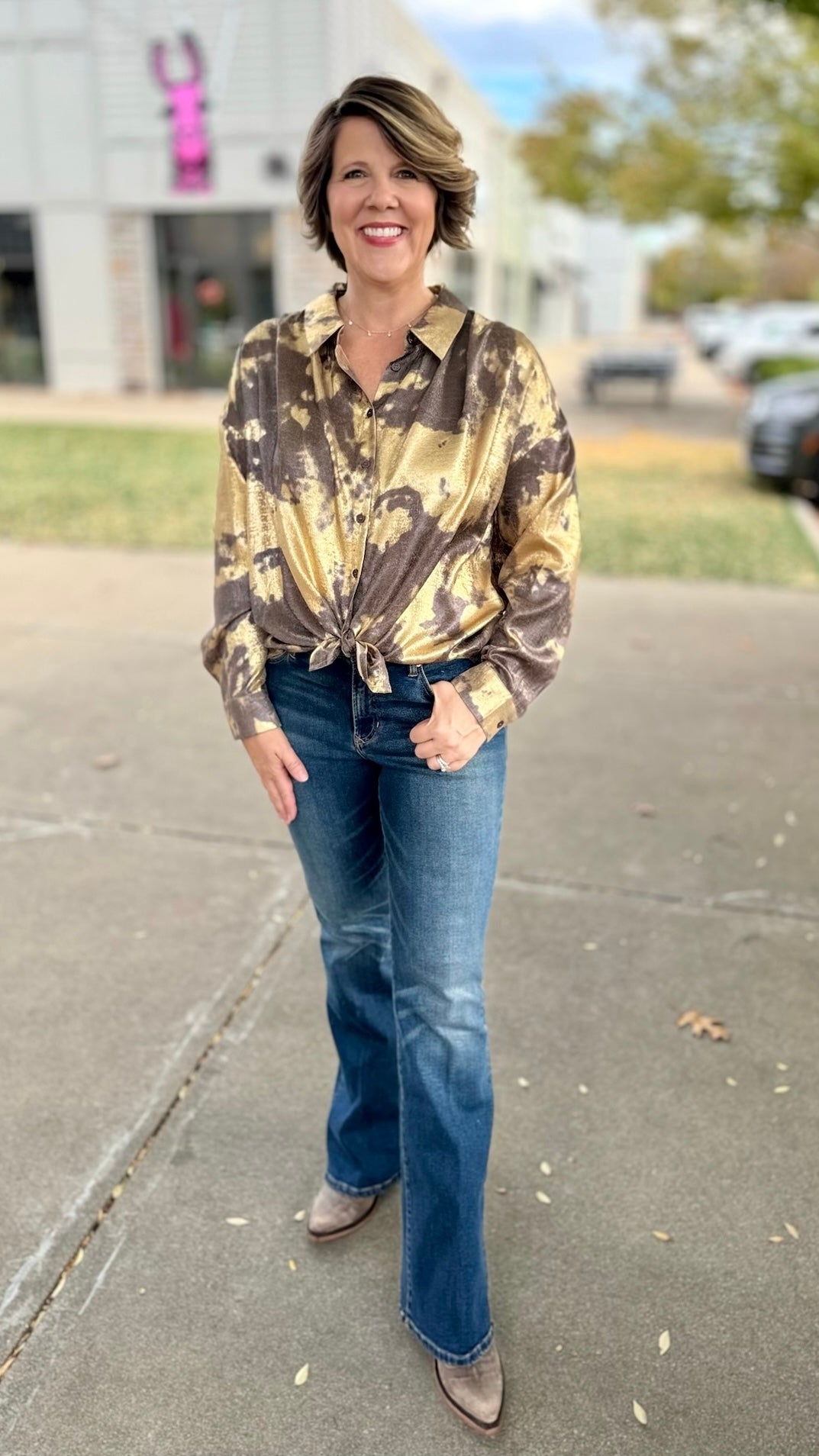 Gold and Taupe Shimmer Blouse