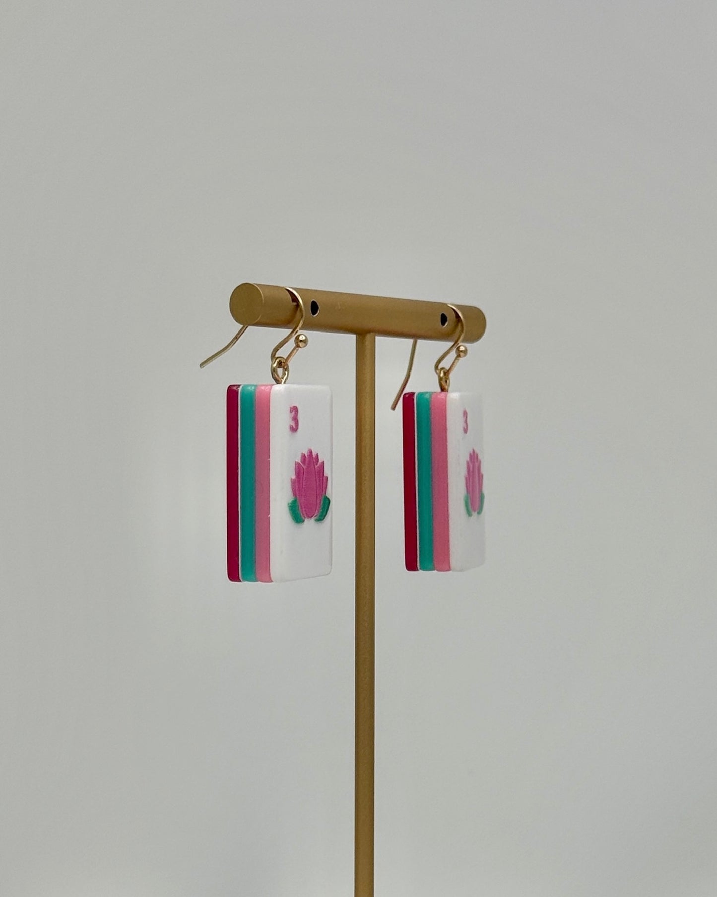 Flower Mahjong Tile Earrings