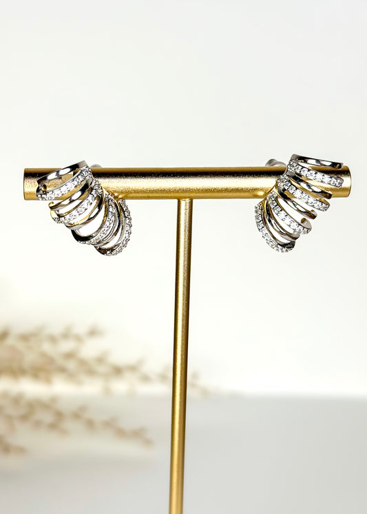 Izara Pava Hoop Earrings - Silver