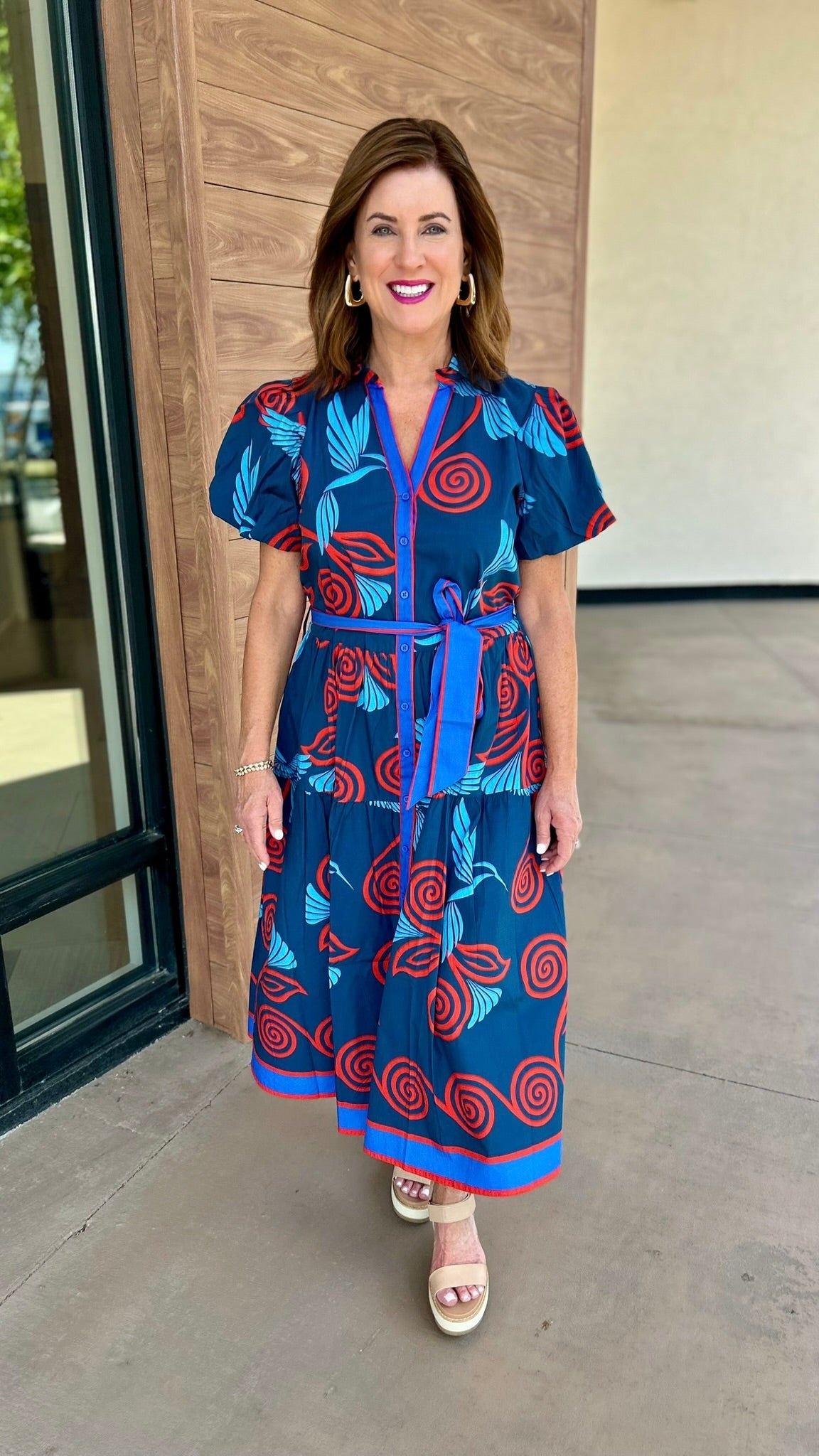 Della Dress - Indigo Feathers