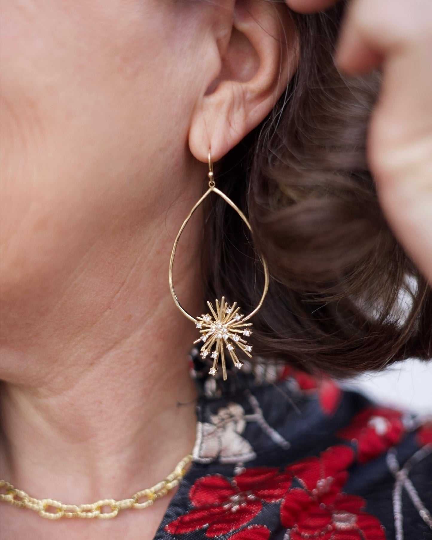 Snowflake Tear Drop Earrings