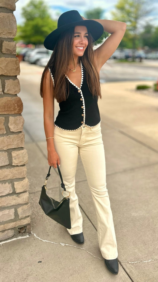 Annika Sweater Vest With Scallop Trim