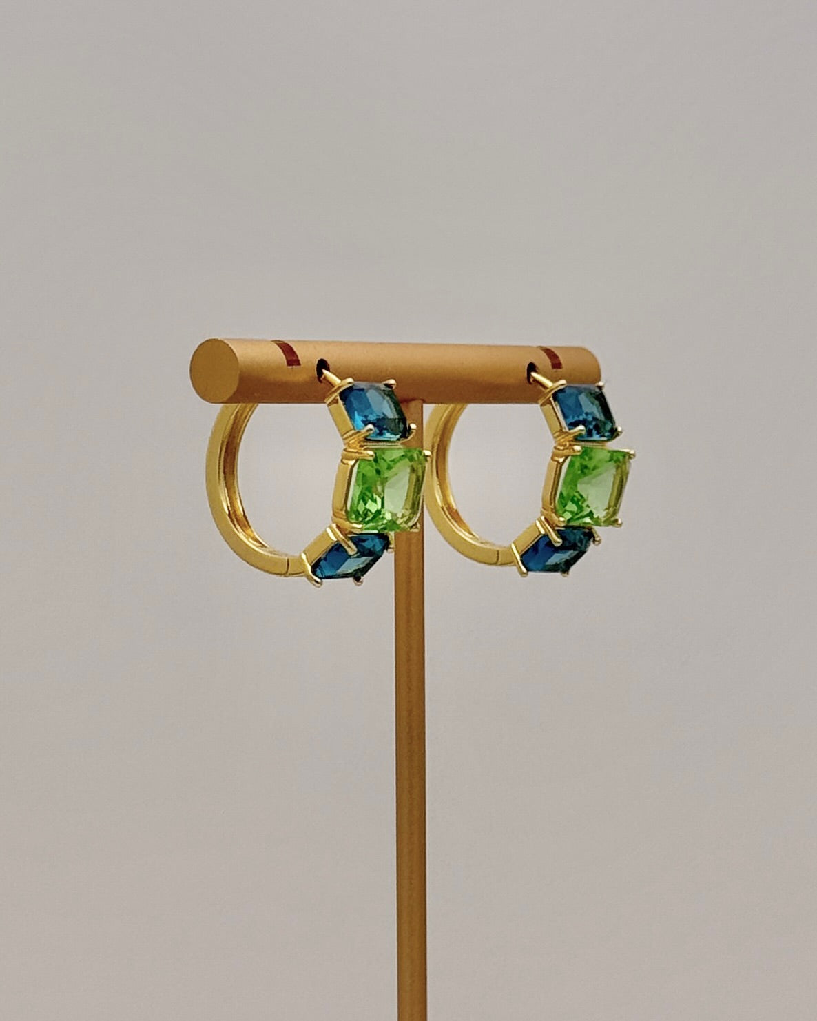 Zenzii Blue/Green Crystal Hoop Earrings