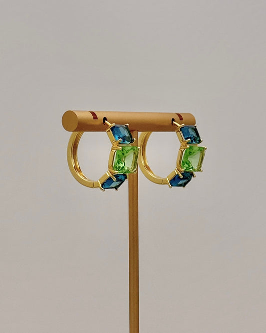Zenzii Blue/Green Crystal Hoop Earrings