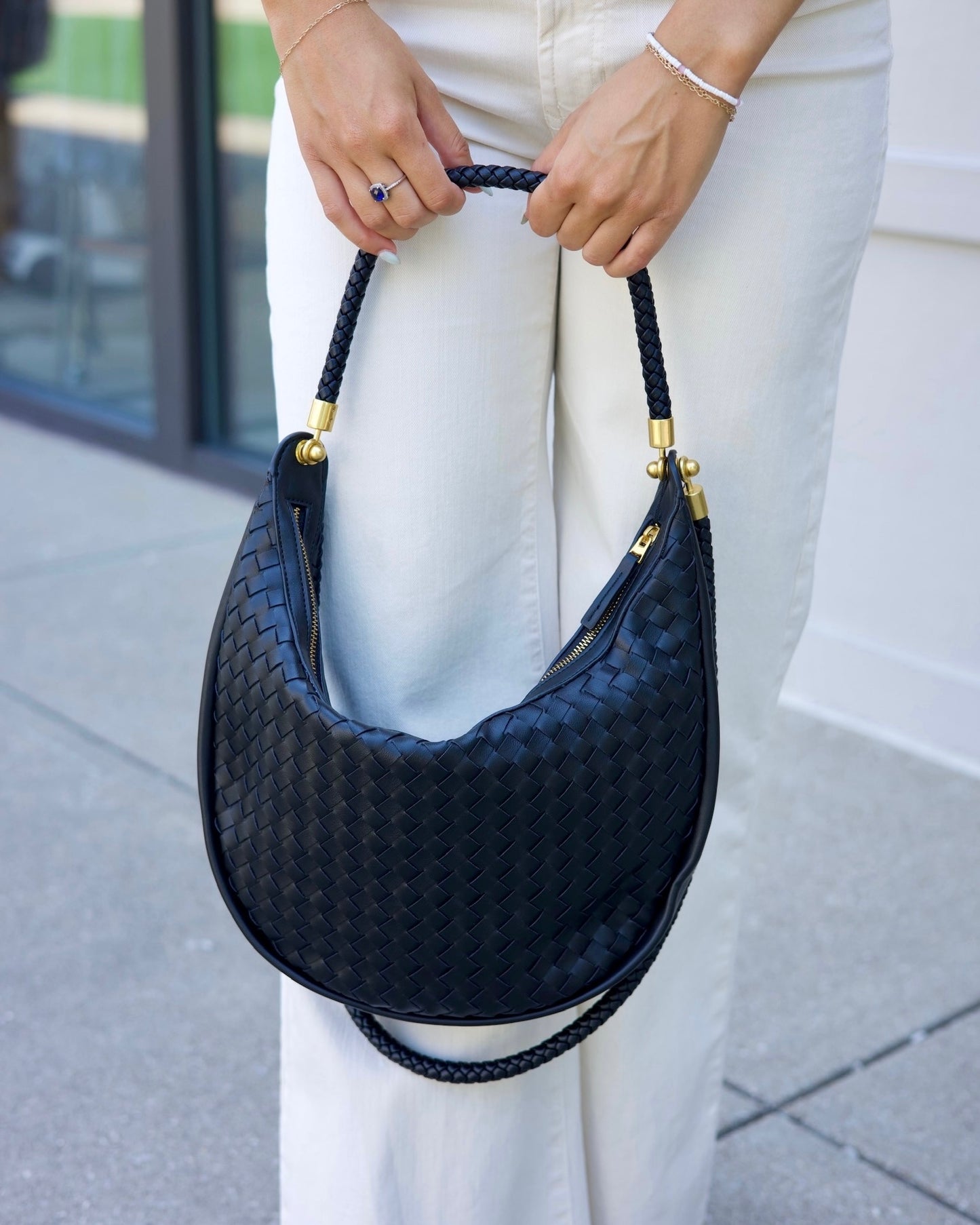 Black Woven Hobo Bag