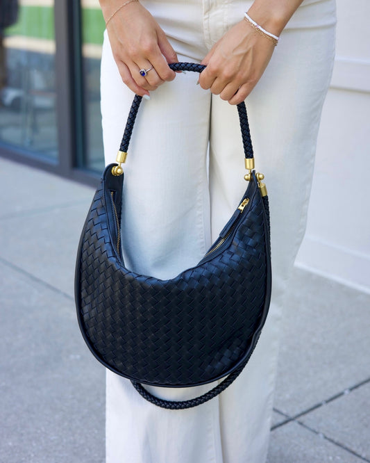 Black Woven Hobo Bag