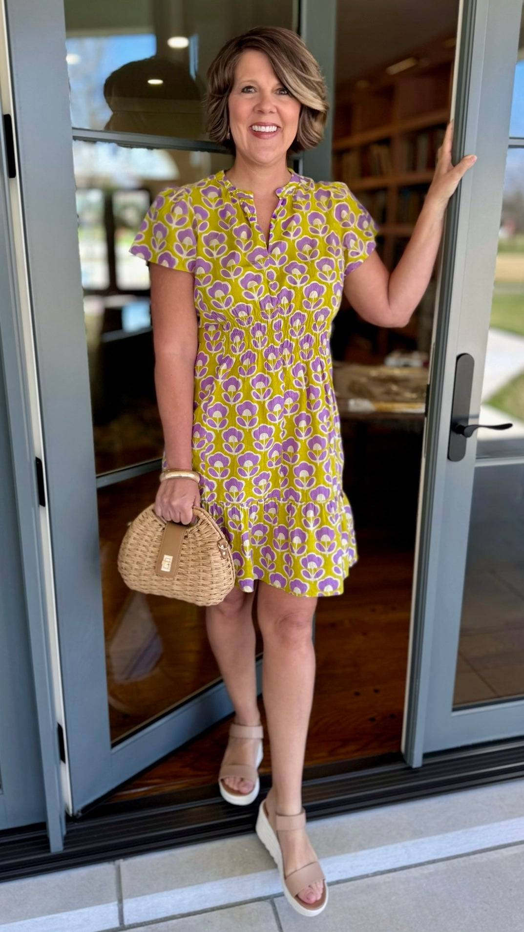 Uncle Frank Lime Tulip Shirred Front Dress