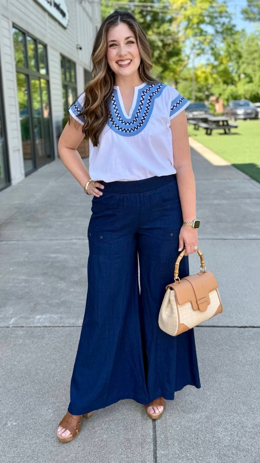 Florentine Wide Leg Pant - Indigo