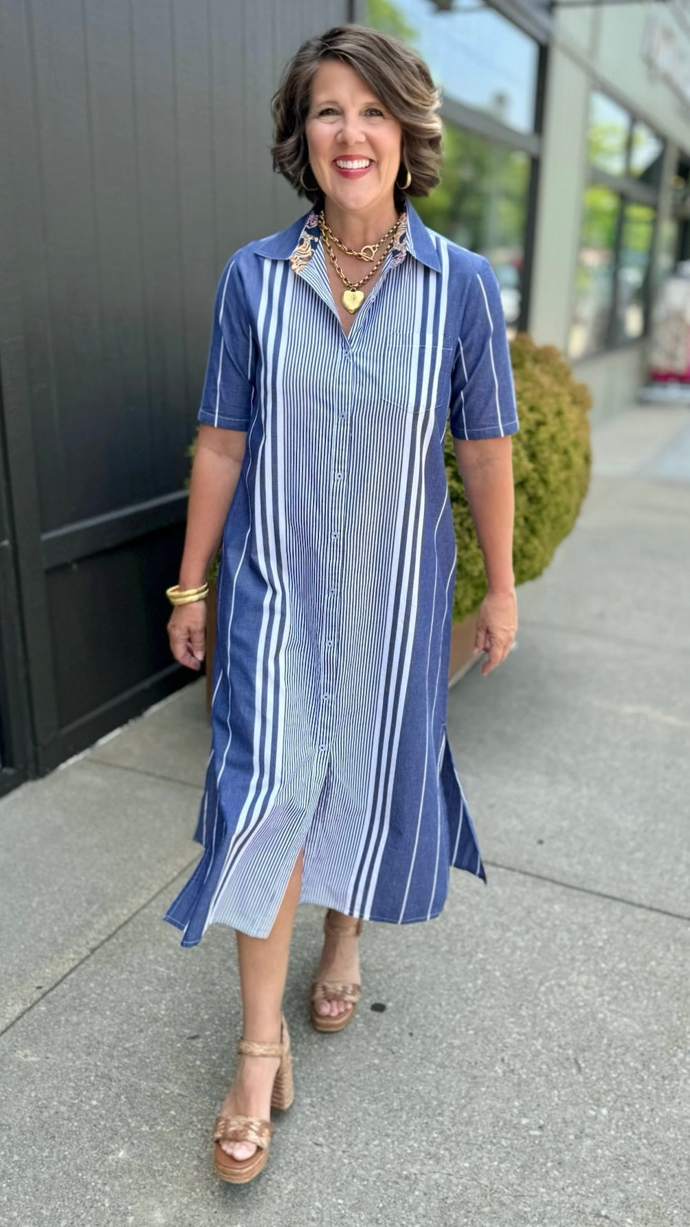 Dizzy Lizzy Breakers Stripe Dress - Navy