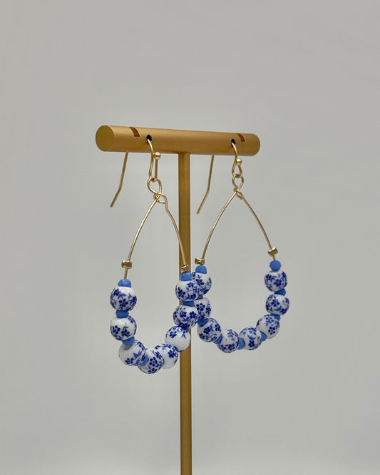 Blue Ceramic Teardrop Earrings