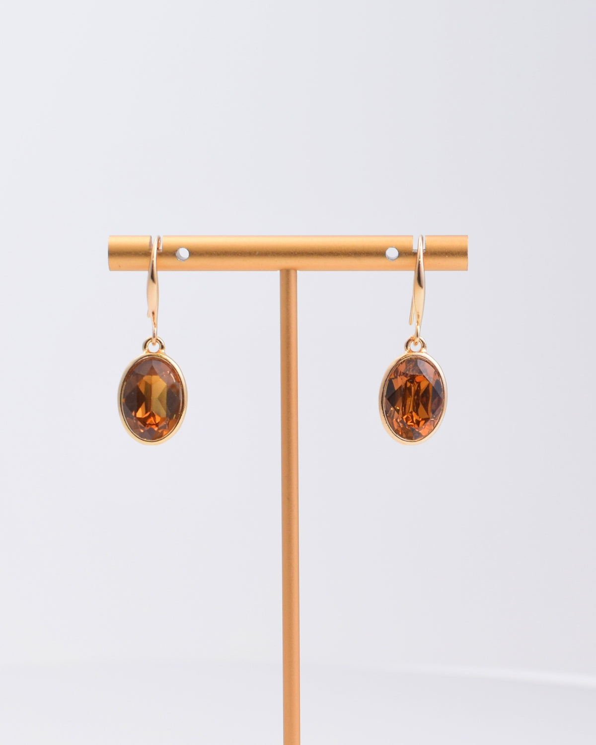 Brown Oval Crystal Earrings