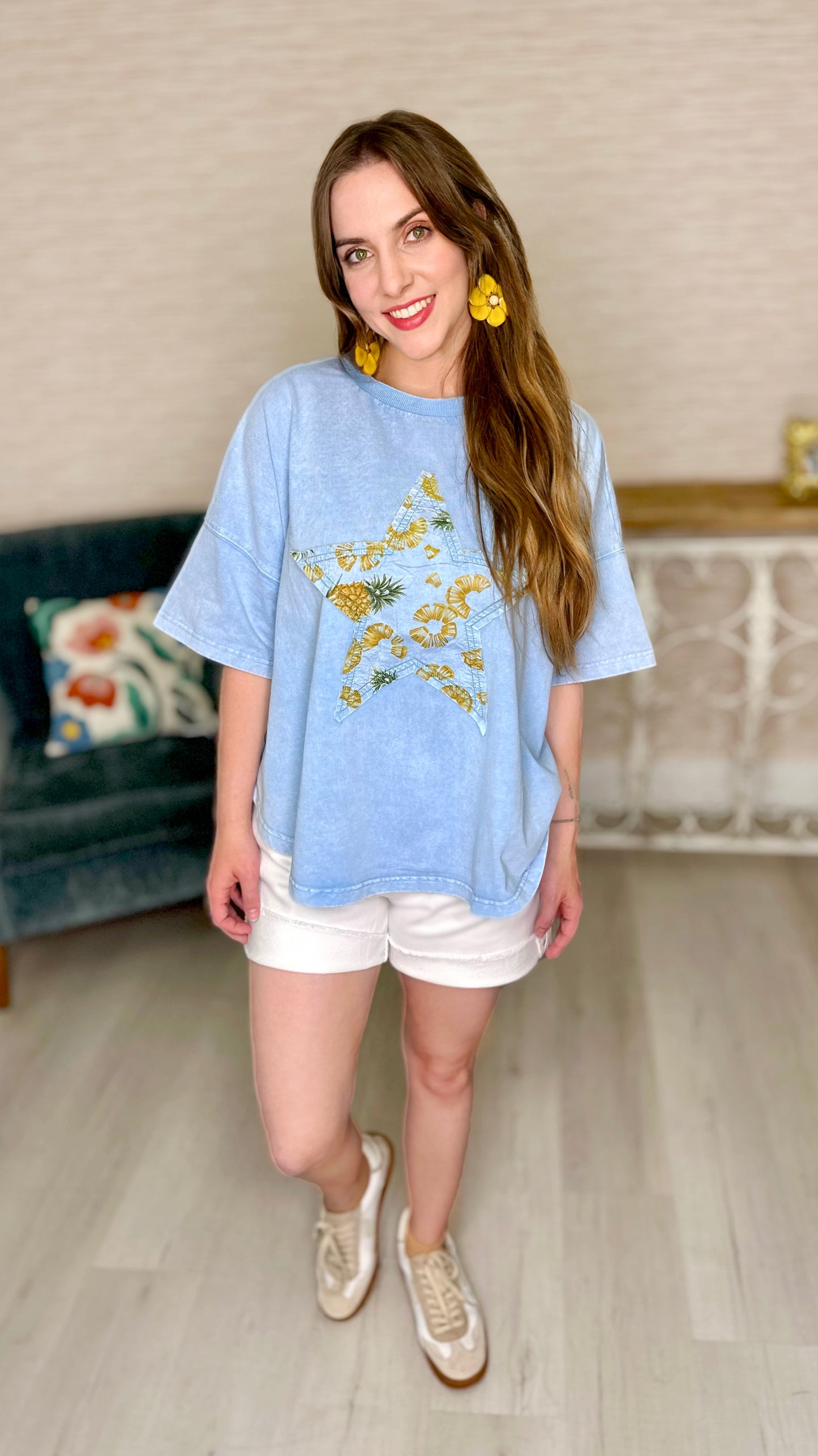 Peri Blue Star Patch Top