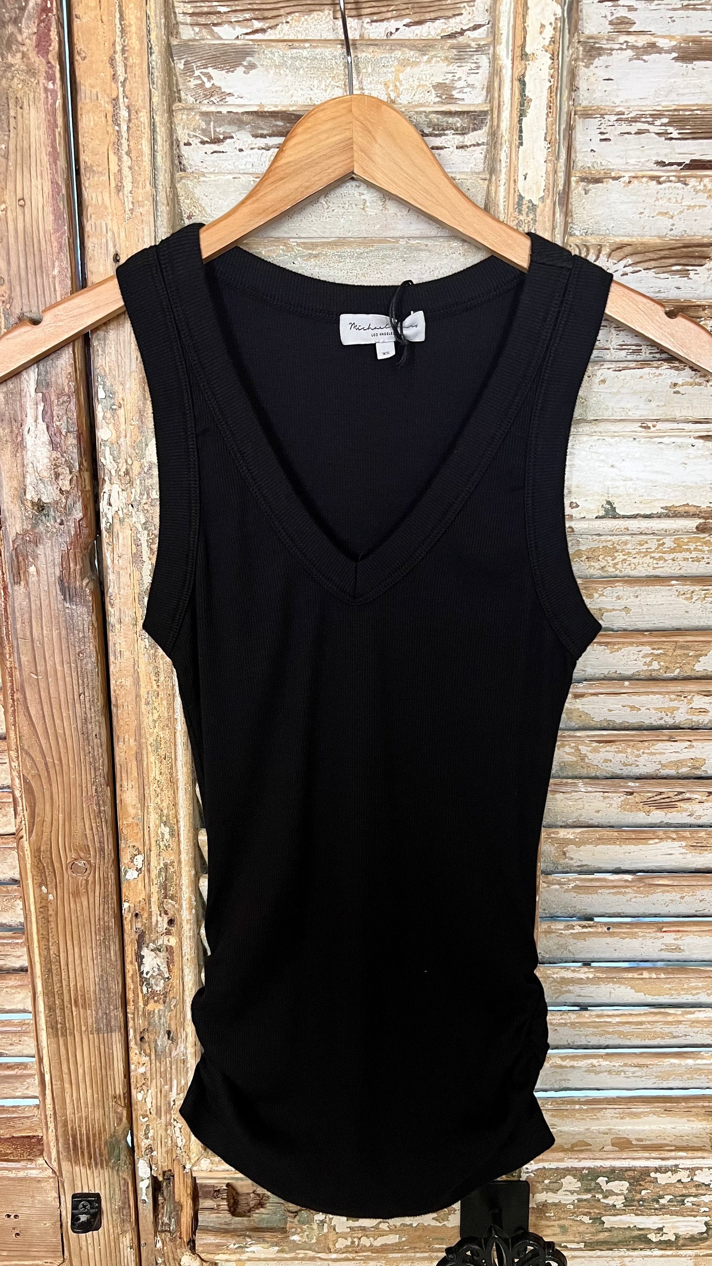 Michael Stars Ruched Tank- Black