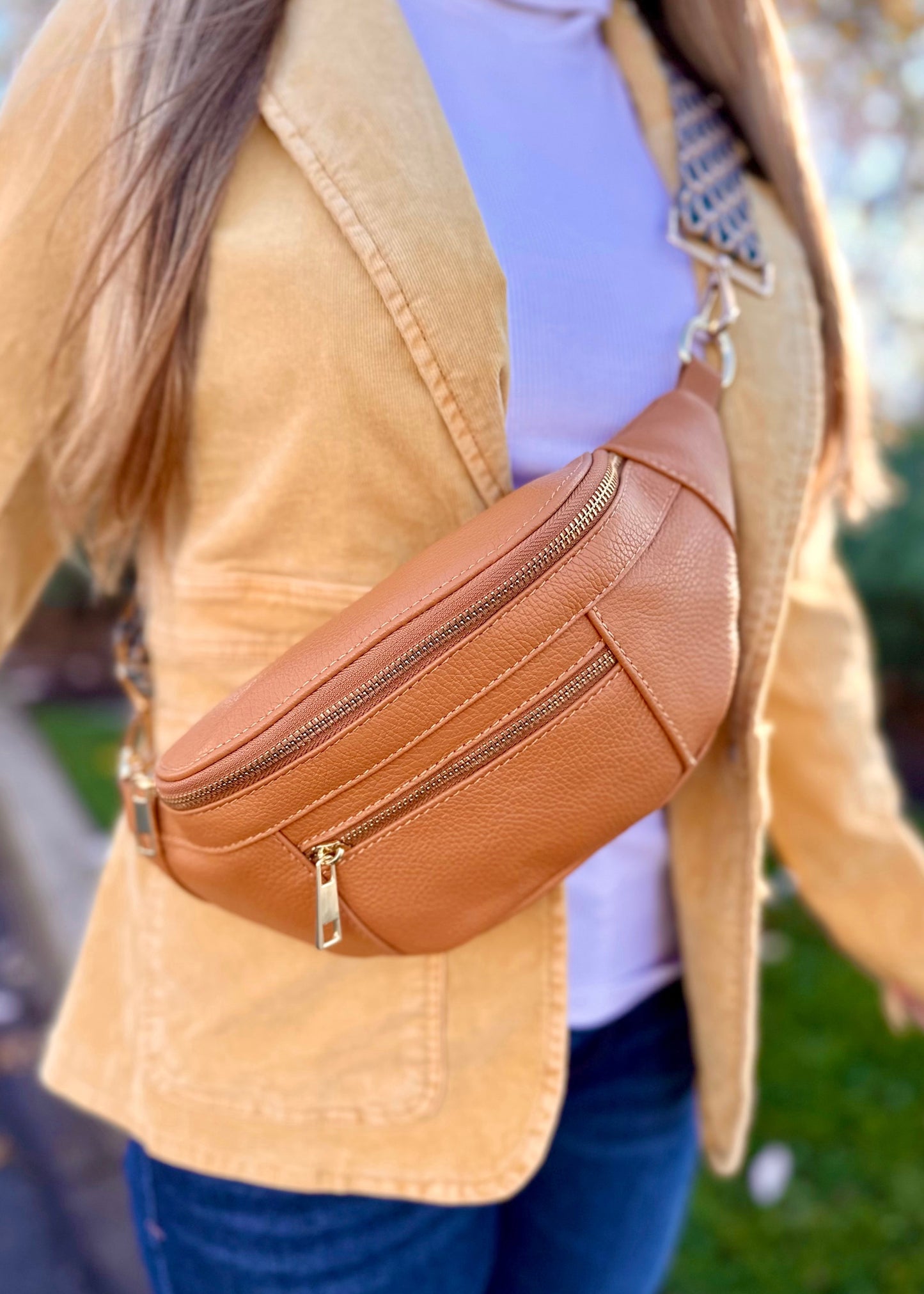 German Fuentes Leather Sling Bag - Camel