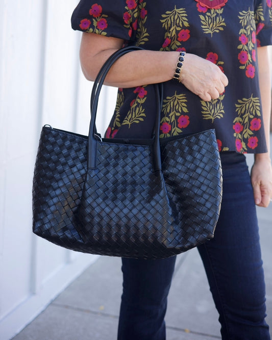 Woven Long Tote - Black