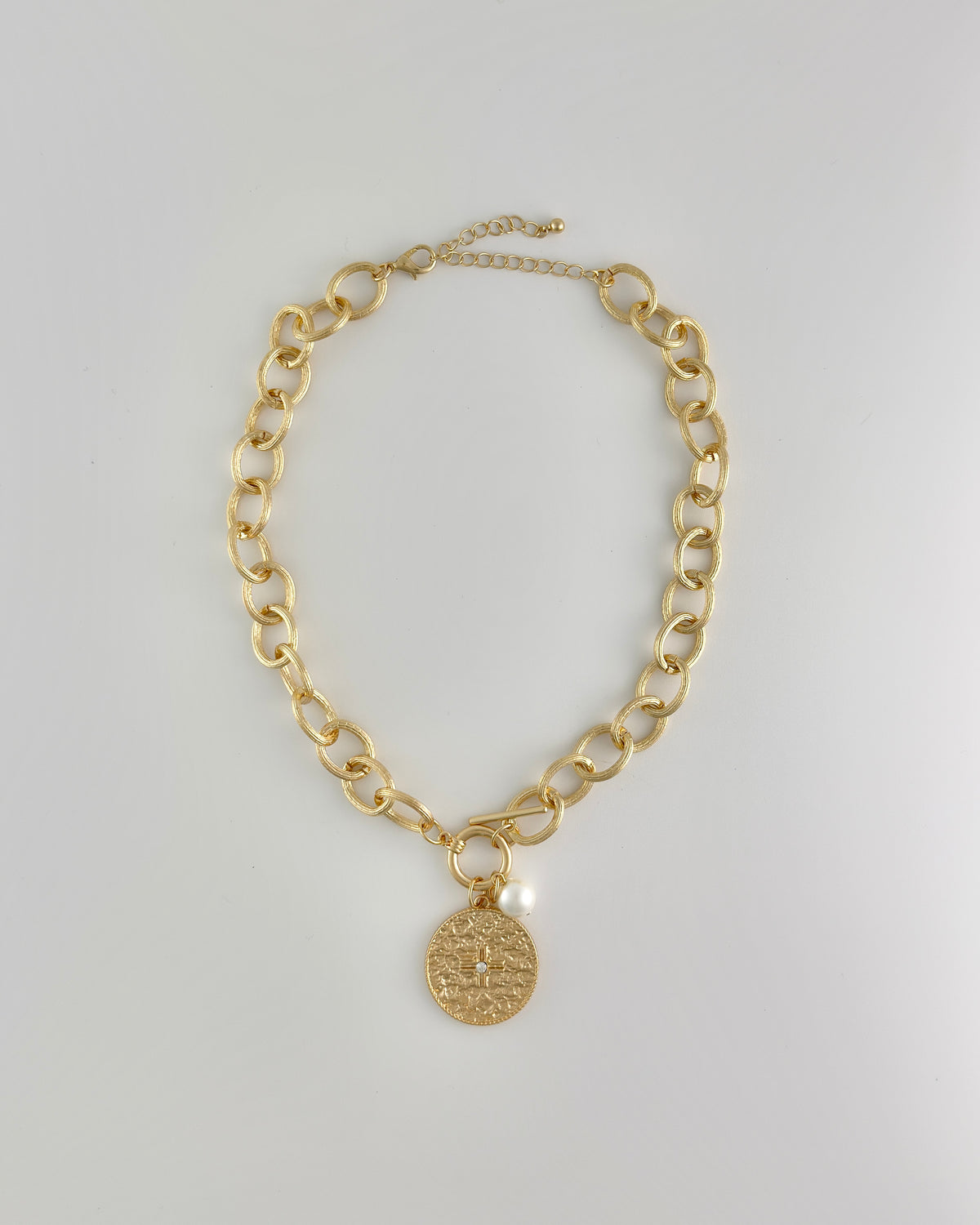 Pearl Charm & Cross Pendant Necklace
