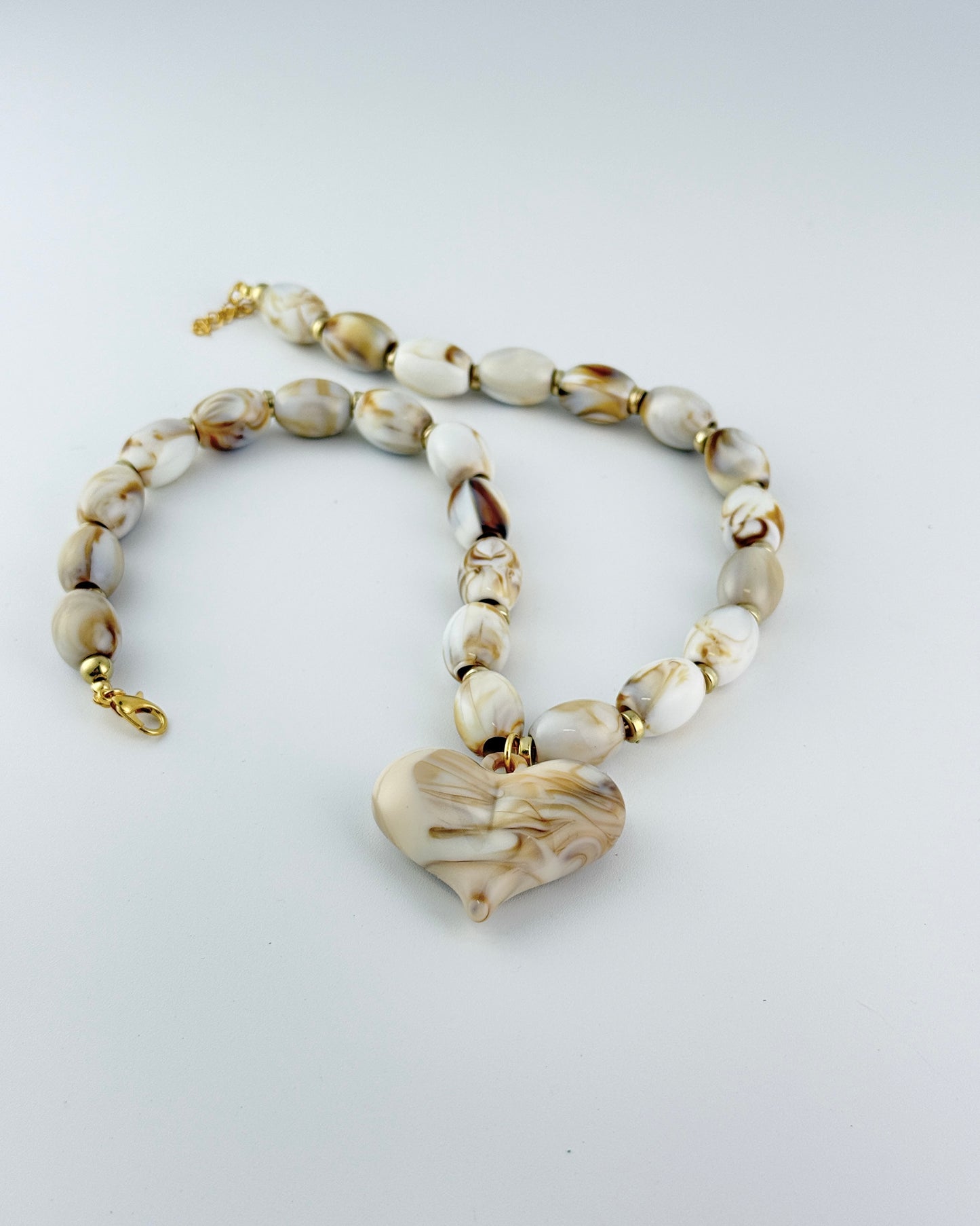 Roxie Smoked Bead Necklace With Heart