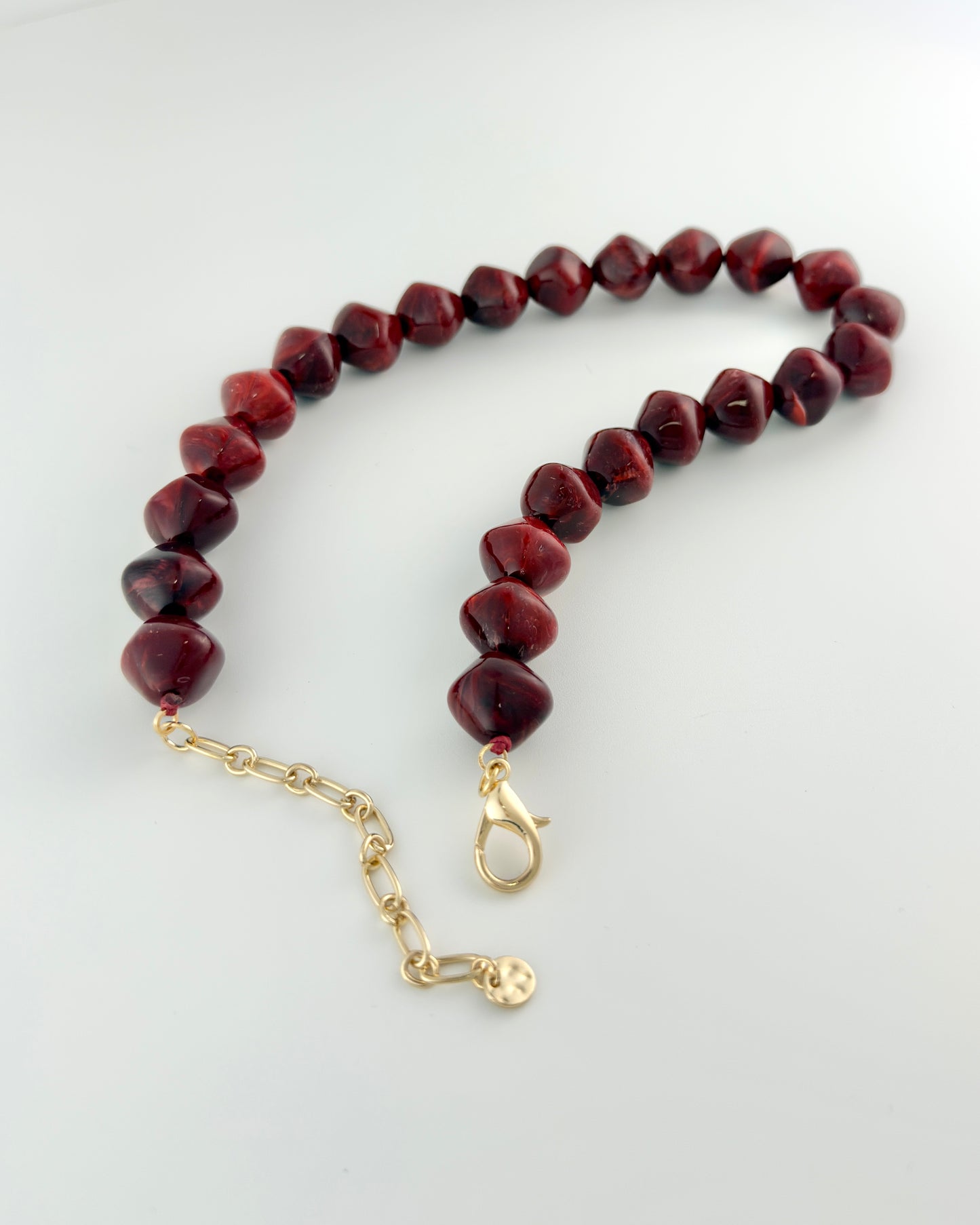 Marble Pebble Stone Necklace - Wine
