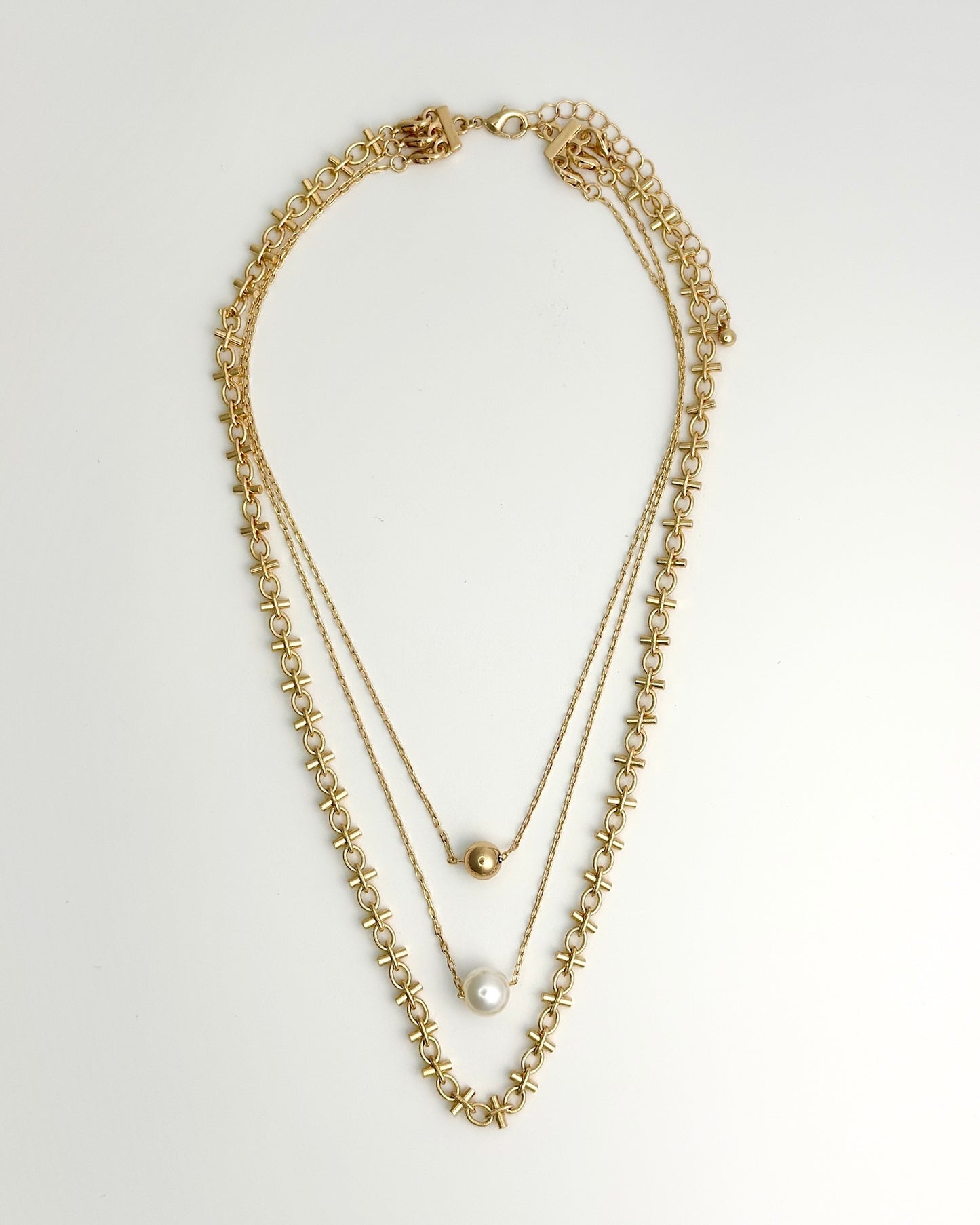 Triple Layered Necklace w/Pearl
