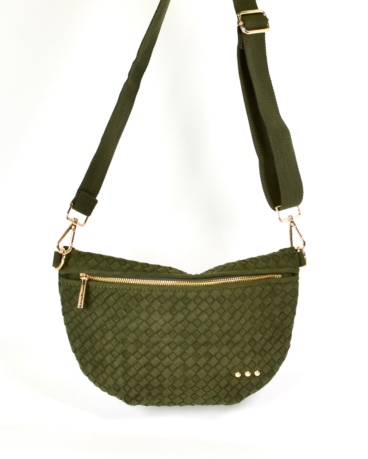Suede Westlyn Woven Bum Bag - Olive