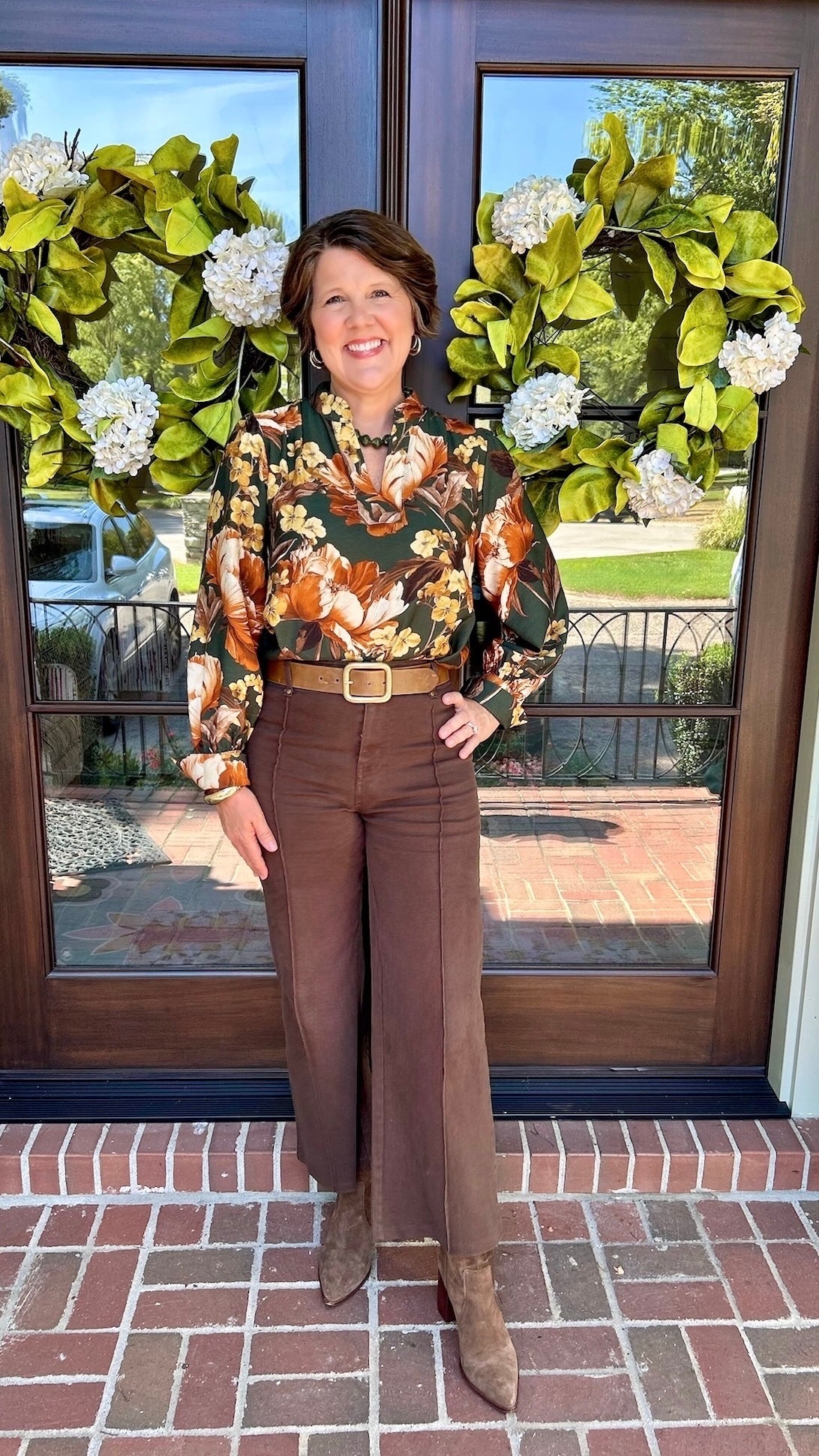 Ellen Denim Pant With Seam - Brown