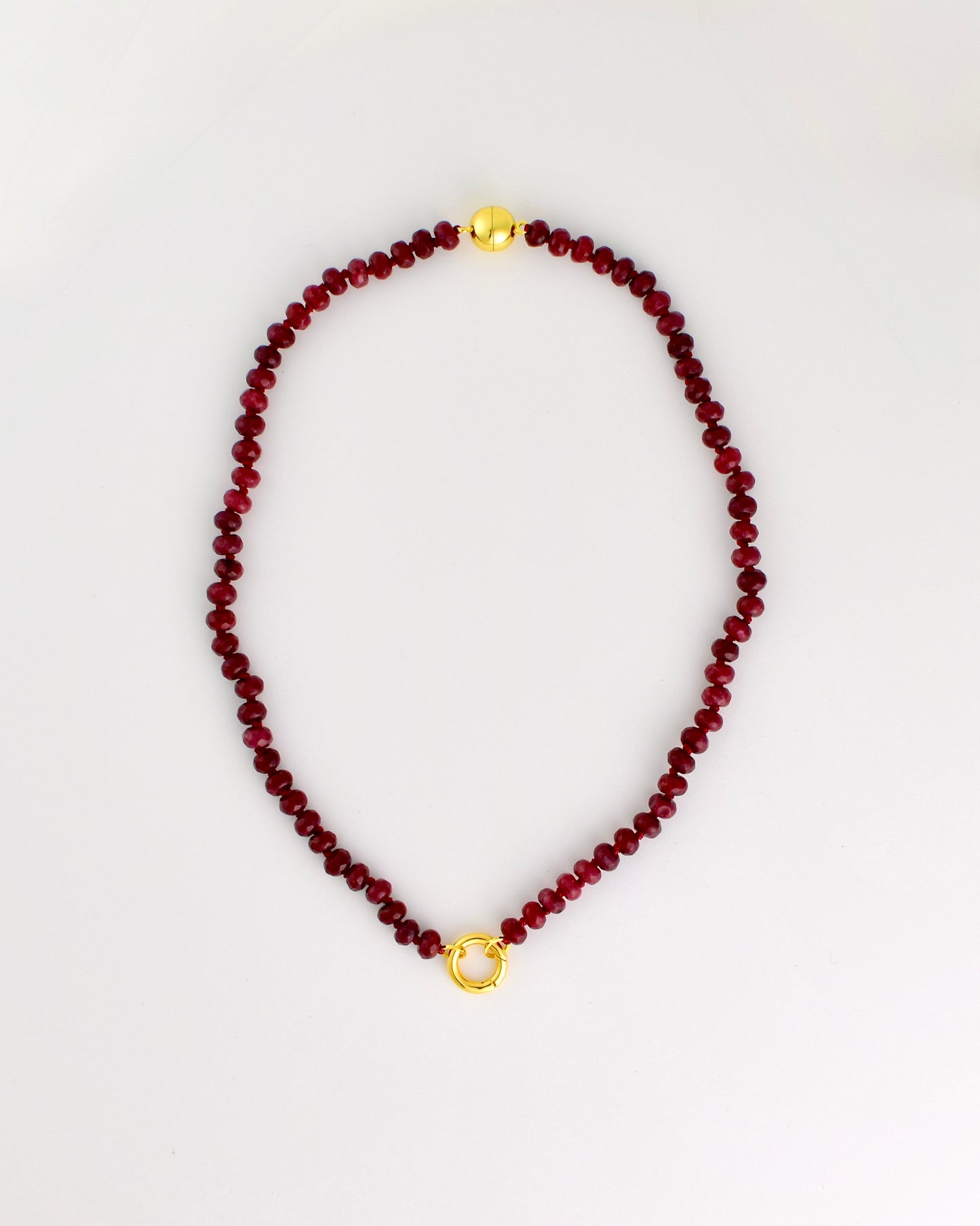 Wine Stone Bead Necklace