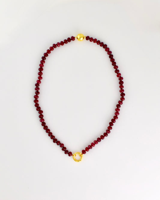 Wine Stone Bead Necklace