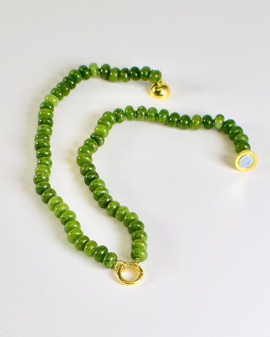 Olive Stone Bead Necklace