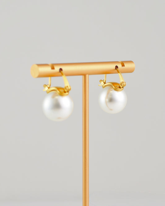 Pearl Charm Hoop Earrings