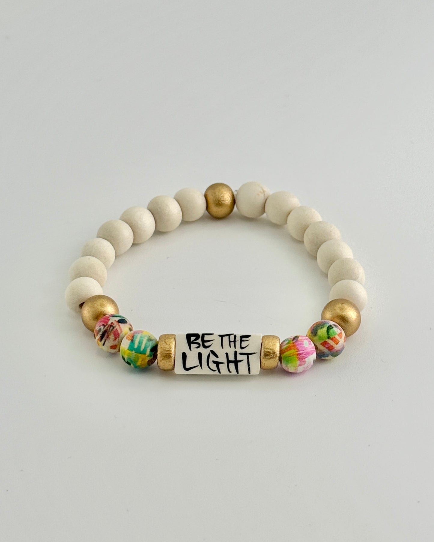 Be The Light Wood Bead Bracelet