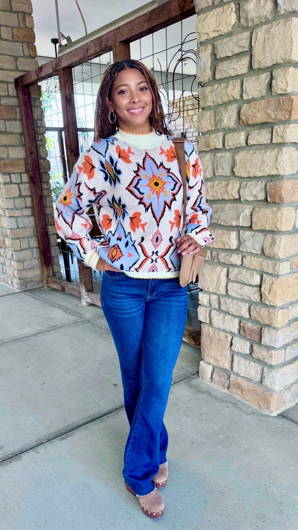 Brandi Abstract Print Soft Knit Sweater