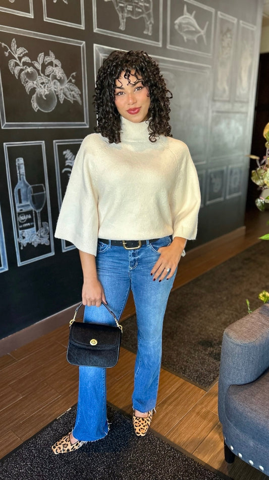 Wide Sleeve Turtleneck Sweater - Ivory