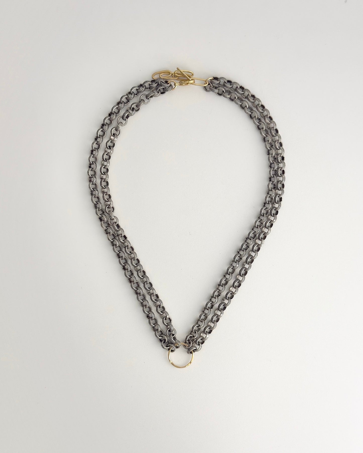 Handmade Layered Mixed Metals Circle Necklace