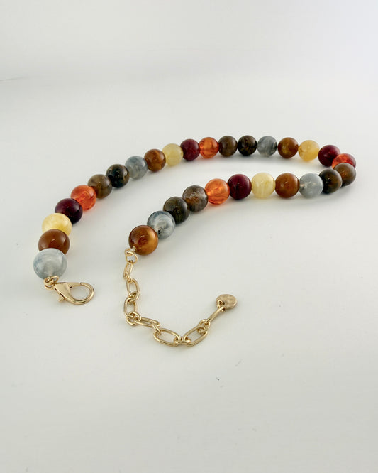 Multi Color Natura Stone Bead Necklace
