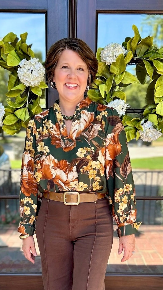 Kylie Multi Floral Print Blouse - Green