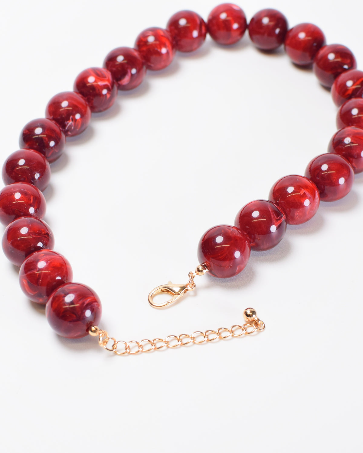 Round Beaded Necklace - Burgundy