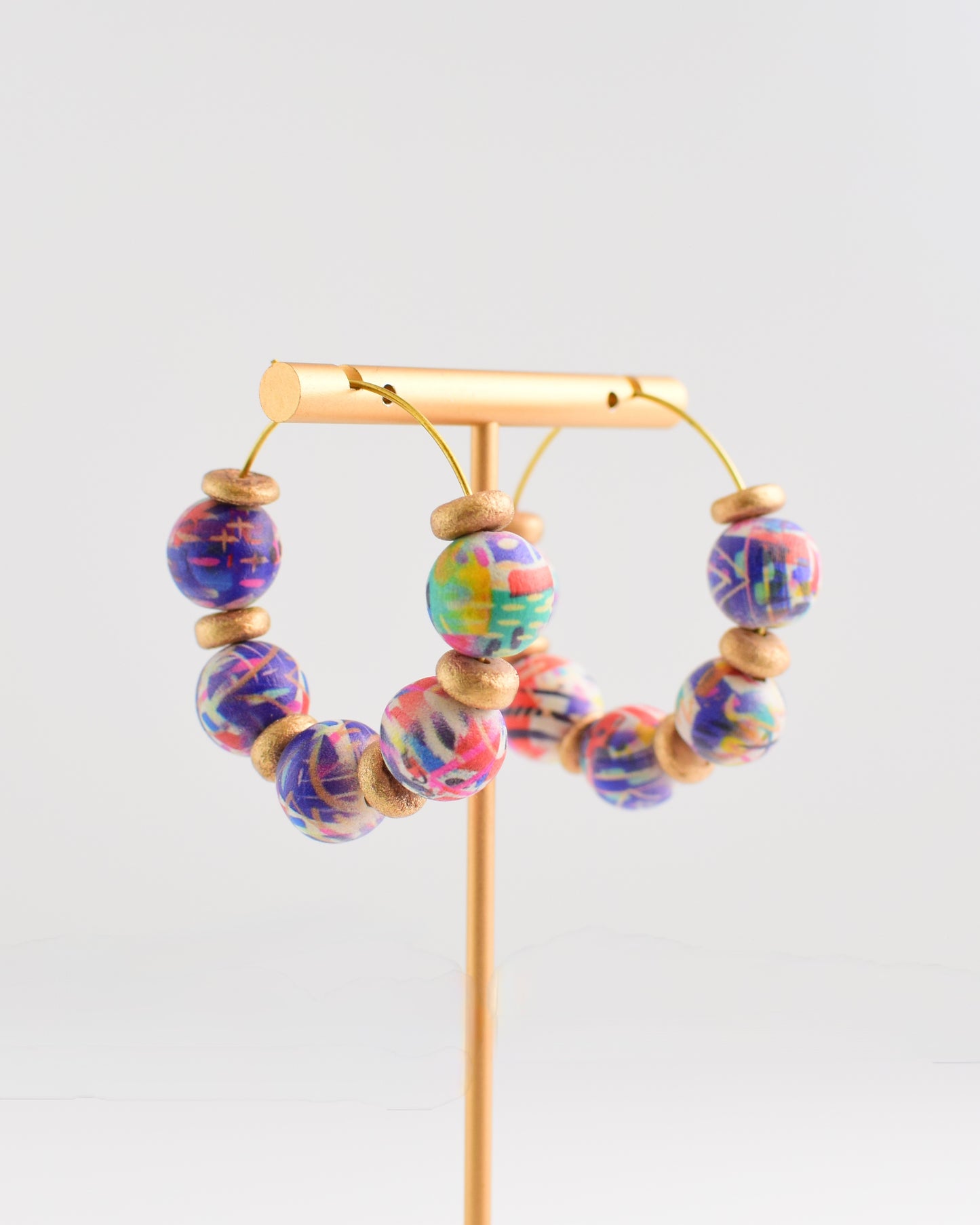 Beaded Rainbow Hoop Earrings