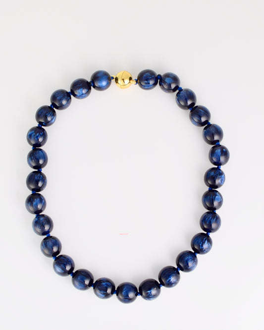 Navy Round Bead Necklace