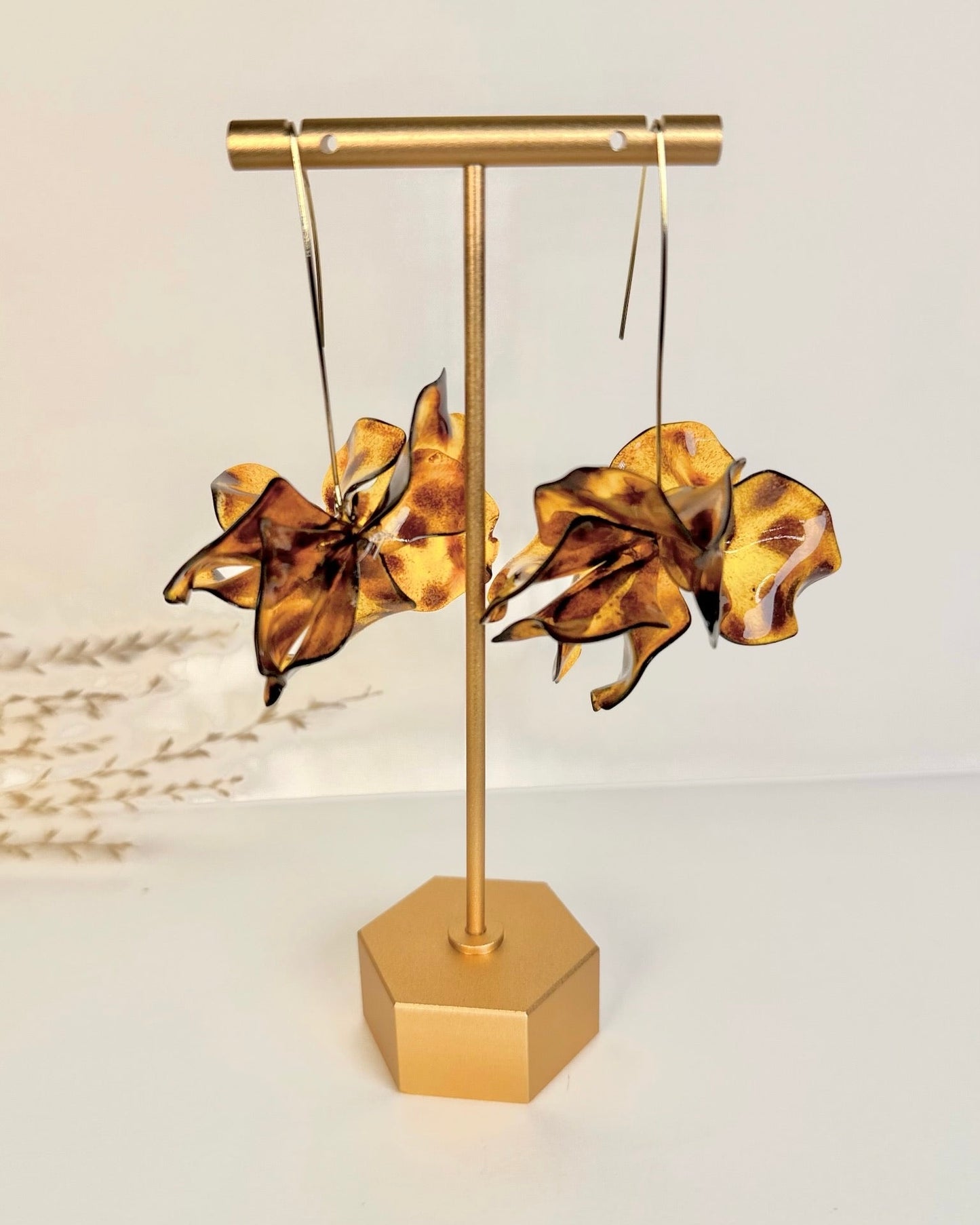 Tortoise Acrylic Bloom Drop Earrings