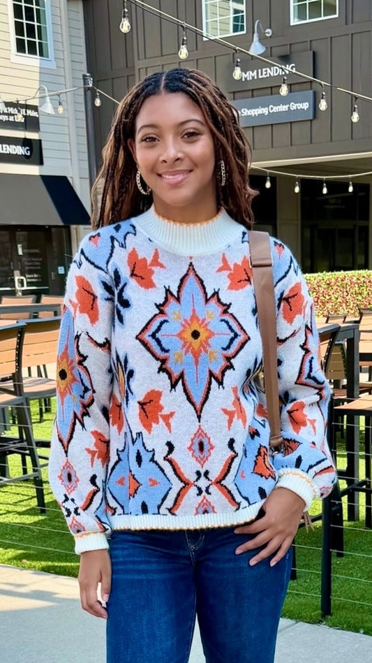Brandi Abstract Print Soft Knit Sweater