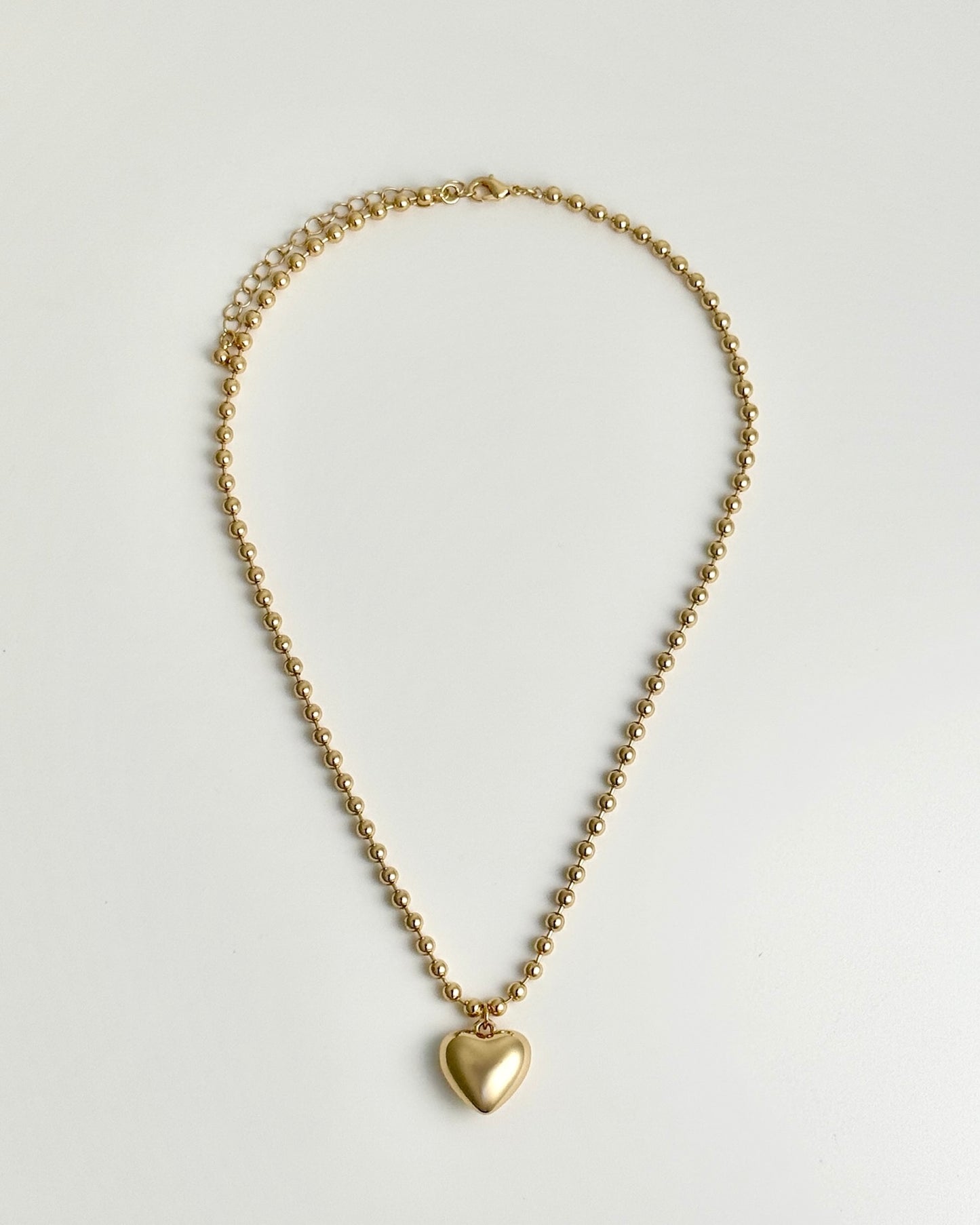 Gold Puff Heart Necklace - Small
