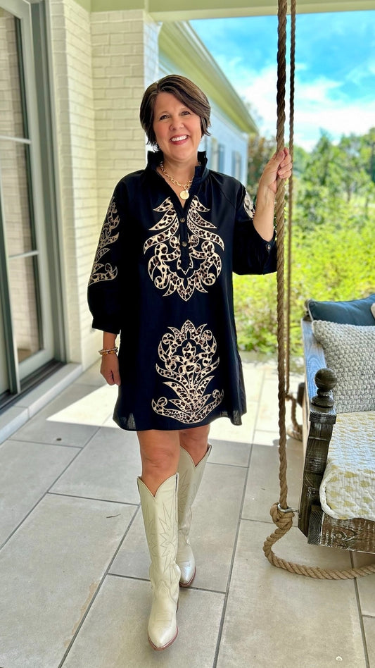 Animal Print Applique Dress