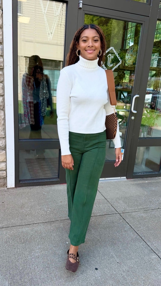 Hunter Denim Pant With Seam - Green