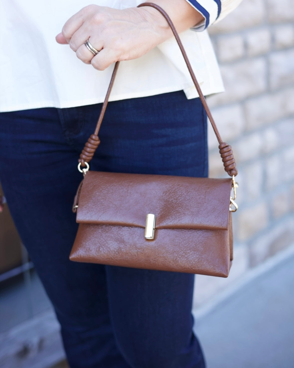 Brown with Gold Accents Crossbody