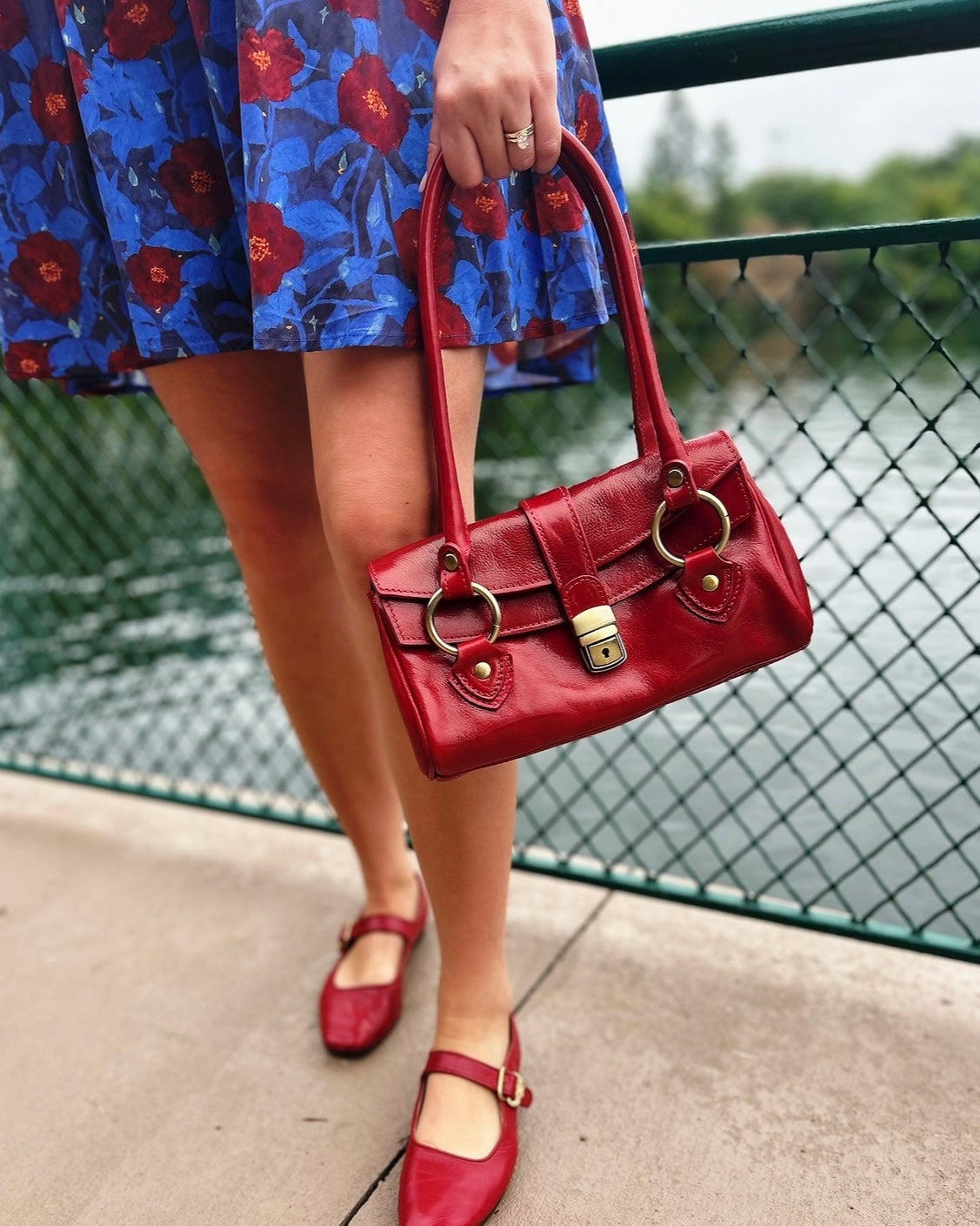 Red Leather Shoulder Bag
